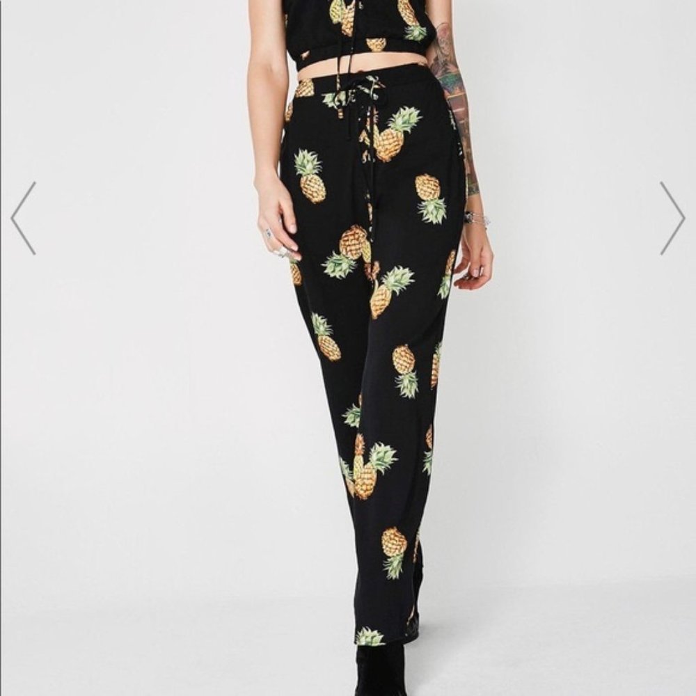 Wild Honey Pineapple Tie-up Pants